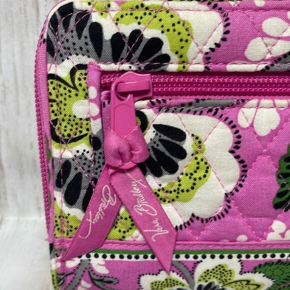 Vera Bradley Accordion Wallet Pink Green - Picture 4 of 6